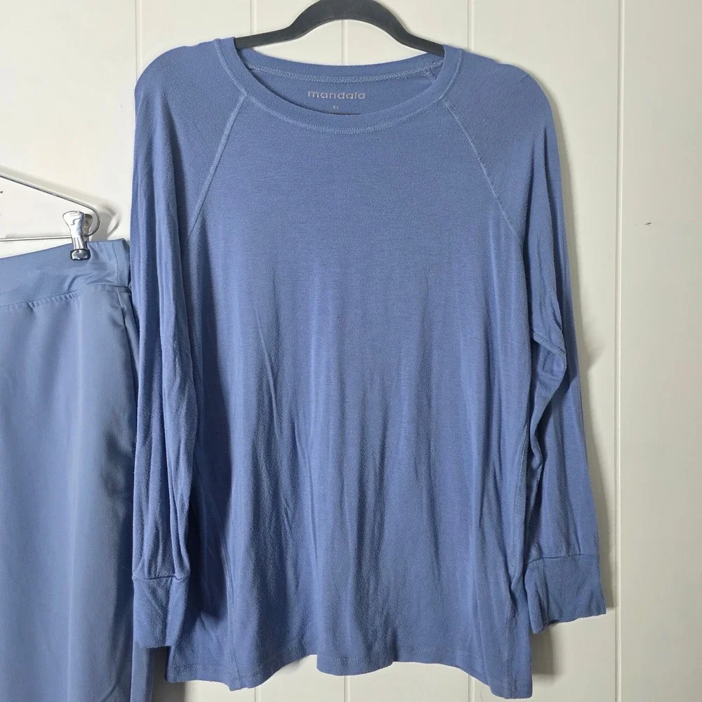 Mandala Scrub Set 3pc Blue Equa-Tek Jogger Pants XL 2XL Top Long Sleeve Tee XL